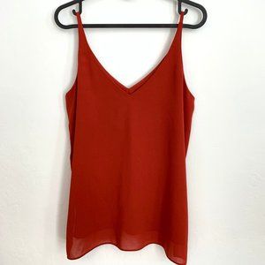 TOPSHOP Petite Plunge V-Neck Cami in Rust